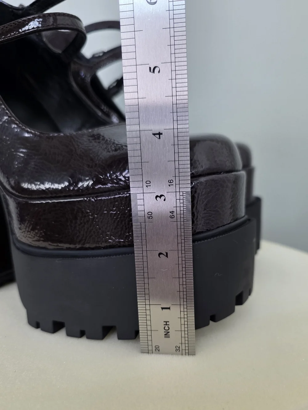 Affection Los Angeles Patent Lug Sole Platform Mary Janes - Dark Brown - 7.5 NEW